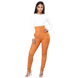 Tan high waist Leggings From Fashion Nova